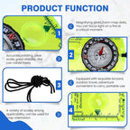 Multifunctional Waterproof Orienteering Compass Mini Portable Survival Compass for Map Reading, Hiking, Camping, Backpacking, Perfect Outdoor Scout Gifts for Kids, Orange