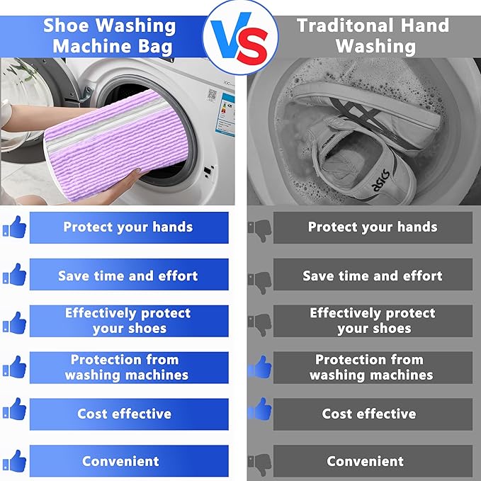 2Pcs Reusable Shoe Washing Machine Bag for Washer and Dryer:Free Up Hands, Prevent Deformation,shoe bag with Zipper Protection Design, Use for all Shoes,Sports Shoes
