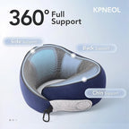KPNEOL Travel Pillow, 100% Pure Memory Foam Travel Neck Pillow Airplane Neck Support Ergonomic Design for Traveling Suitable for Airplanes,Offices and Cars-Navy Blue