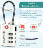 Search Alert TSA Approved Travel Combination Luggage Cable Locks for Suitcase, Gym Locker,Toolbox,Backpack 1,2,4,6 &10 pk (White 4 Pack)