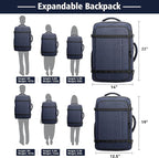 Travelability Carry On Backpack,Expandable 1-7 DAYS Roomy Travel Backpack with Cable Access Port,Anti Theft Water Resistant Fits 18.4"Laptop Large Business Backpack for Men Women,Flights Approve,Blue