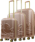 FUL Disney Mickey Mouse 3 Piece Rolling Luggage Set, Hardshell Suitcases with Spinner Wheels, 22/26/30 Inch, Rose Gold