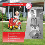 24 Inch Kid Ride Suitcase,Kid Luggage Seat Ride With Lock - Kids Travel Trolley With Safety Belt, Kids Luggage With Wheels Child Stroller Spinner Luggages, ABS+PC (Red Car, 5-12 Years)