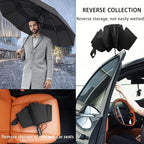 Umbrella Reverse Folding Umbrella Windproof Travel Umbrellas for Rain - Easy Auto Open Close, Durable & Compact Umbrella, Strong Fiberglass Frame, Waterproof Canopy - Backpack, Purse, Portable Umbrella for Travel