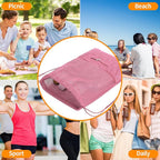NATURAL STYLE Mesh Drawstring Backpack Bag, Gym Sports Bag with Zipper Pocket Bottle Holder, String Beach Bag for Swiming Travel (Pink)