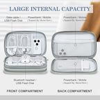 FYY Electronic Organizer, Travel Cable Organizer Bag Pouch Electronic Accessories Carry Case Portable Waterproof Double Layers Storage Bag for Cable, Charger, Phone, Earphone, Medium Size, Light Grey