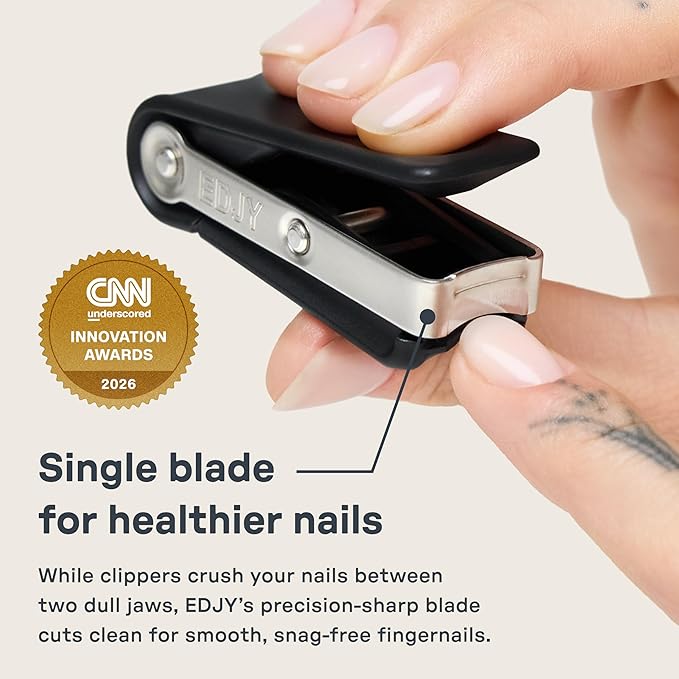 EDJY Fingernail Cutter - Precision Stainless Steel Nail Cutter for Fingernails | Sharp Blade, Ergonomic Design, Durable & Rust-Resistant | Ideal for Men and Women | Black | 2-Pack