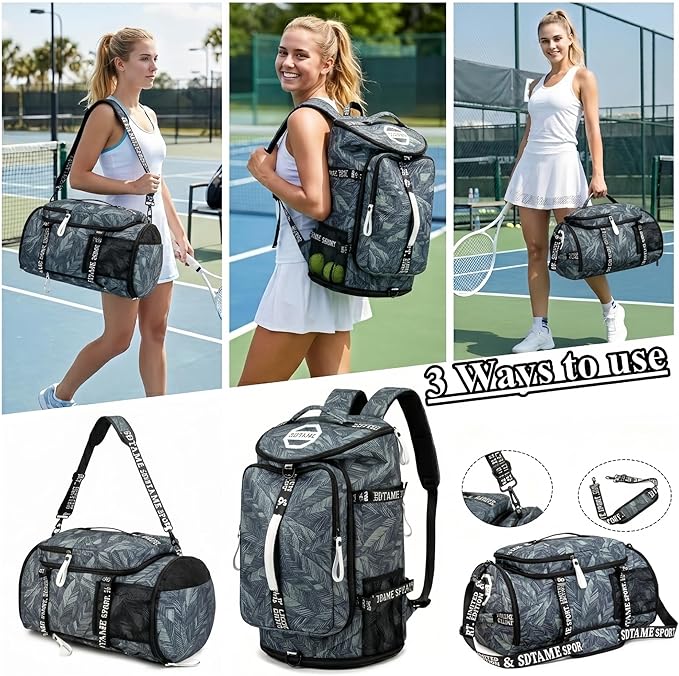 Gym Duffle Bag Backpack with Shoe Compartment,4 ways Travel Backpack for Women and Men,Multi-Functional Weekender bag with Waterproof Layer&Laptop Compartment for Fitness, Travel,Camping