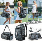 Gym Duffle Bag Backpack with Shoe Compartment,4 ways Travel Backpack for Women and Men,Multi-Functional Weekender bag with Waterproof Layer&Laptop Compartment for Fitness, Travel,Camping