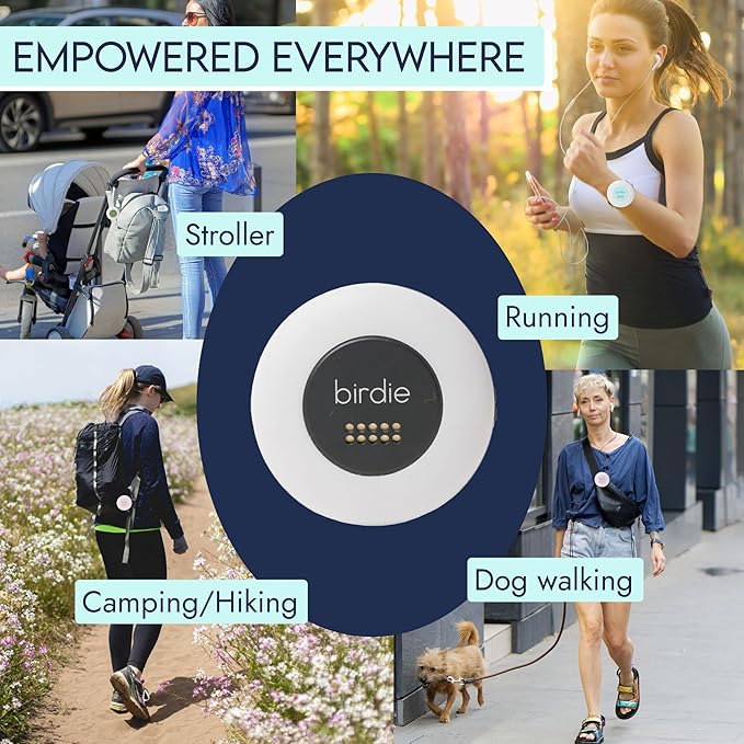 She's Birdie - The Original Personal Safety Alarm Disc for Bikes, Hikes, and Late Nights - Loud Siren, LED Light for Extra Visibility, Rechargeable, Handsfree, Lightweight, Water Resistant (Charcoal)