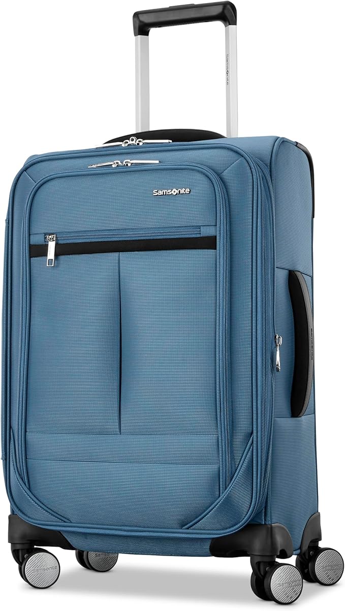 Samsonite Carry-On Soft-Sided Expandable 21-Inch Element Suitcase: Airline Approved for Most Major Airlines, Durable, 360° Spinner Wheels, Adjustable Handle, 2 Front & Side Pocket- CAPTAINS BLUE