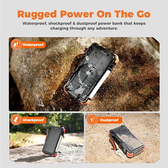 BLAVOR Solar Power Bank 20000mAh Built-in Cables, Wireless Charger for Phones & Apple Watch, 20W Fast Charging Battery Pack with USB C, Flashlight, Solar Charger for iPhone, iPad, iWatch, Samsung