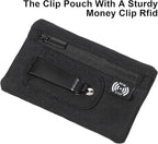 RFID Blocking Clip Stash Pocket, Ultra Thin Anti-Theft Travel Pouch, Compact Hidden Travel Belt Wallet for Cards & Cash Pickpocket Hidden Clips Stash Credit Card Holder for Everyday Carry Traveling