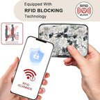 ELFISH Mini RFID Aluminum Wallet Credit Cards Holder Business Card Case Metal ID Case for Men Women (White Lotus)
