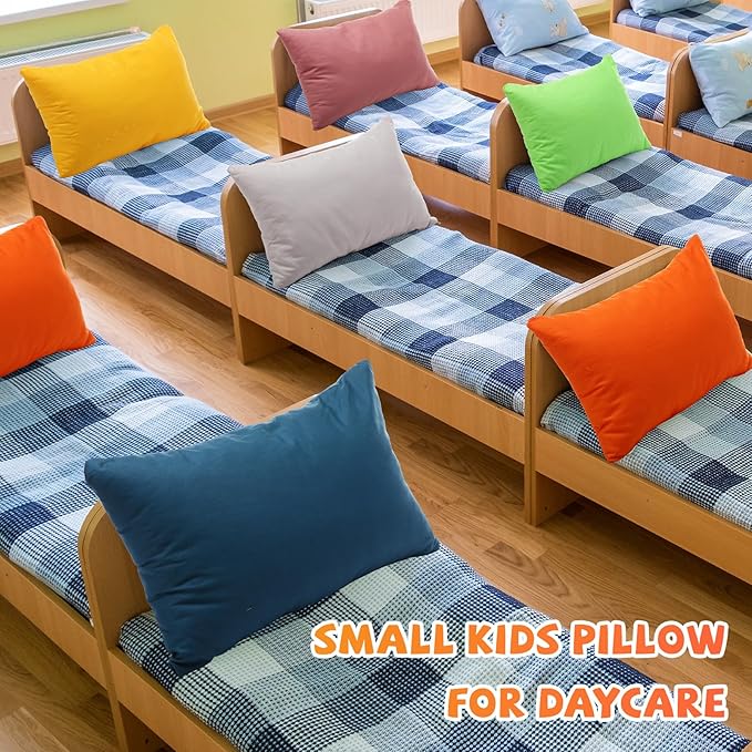 Kigley 6 Pack Mini Pillows for Daycare 9.1 x 13.8'' Small Travel Soft Breathable Cotton Pillow for Kids School Nap Travel Pet Neck Lumbar Purse Insert (Light Color)