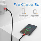 USB Type-C to A Cable 5pack 6ft Braided Fast Charging 3A Quick Charger Cord, 6 Foot Compatible iPhone 17/17 Pro/16e/16/15 Pro Max,Samsung Galaxy S10 S9 S8 Plus, Note 10 9 8, LG V50 V40 G8 G7(Red)