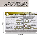 ReferenceReady Outdoor Knots Pocket Guide - Waterproof Knot Tying Cards with Mini Carabiner, 22 Rope Knots for Camping, Backpacking, Scouting and Wilderness Survival