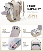 LOVEVOOK Large Travel Backpack for Women, TSA Carry on Backpack for Airplanes, 40L Personal Item Travel Bag for Women fits 17" Laptop,Waterproof Carry on Bag Airplane Approved with 3 Packing Cubes