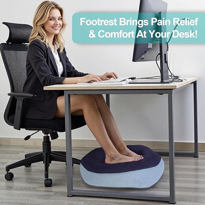 Ergonomic Foot Rest for Under Desk at Work to Offer Foot Support & Promote Leg Circulation - Portable & Inflatable Footrest for Under Desk to Relieve Back & Hip Pain at Home, Office, Car, Airplane