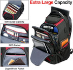 KROSER Travel Laptop Backpack 17.3 Inch XL Computer Backpack with Hard Shell Saferoom RFID Pockets Water-Repellent Business College Daypack Stylish Bag for Men/Women-Black Red