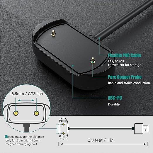 TUSITA Charger Smartwatch Cables Compatible with Amazfit GTR 4, GTR 3, GTR 3 Pro, GTS 3, GTS 4, T-Rex 2 (1M,2-Pack)
