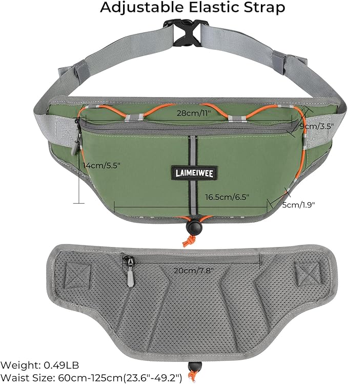 Fanny Pack for Women Men, Water-Resistant Travel Waist Pack with RFID Blocking, Wide Opening Crossbody Belt Bag for Phone, Passport, Small Hip Pack for Running, Hiking, Workout（Green）