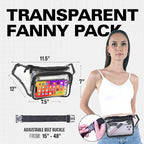 Clear Fanny Pack Belt Bag – Stadium Approved Waist Pack for Men & Women, Crossbody Bum Bag for Travel, Hiking, Running