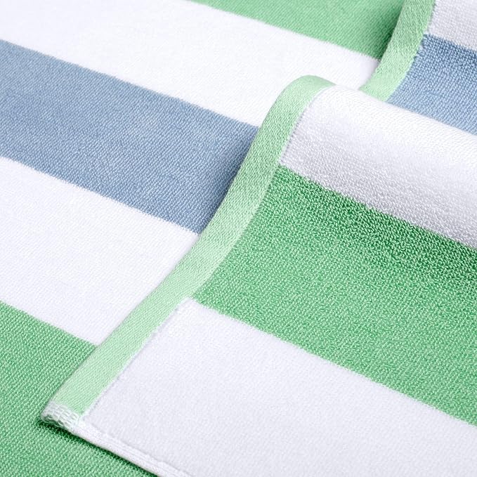 Bornbay Cotton Oversized Beach Towel - Extra Large 40"X70" Big Cute Thick Pool Towel, XL Stitch Beach Towels Striped Mint Green Swimming Towel for Adults Mens Women