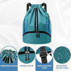 JELUTAR Drawstring Backpack Gym Bag with Shoes Compartment for Soccer, Basketball, Swim, Water-Resistant String Backpack Beach Cinch for Women Men, Teal