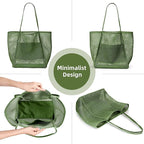 KALIDI Beach Nylon Mesh Tote Bag, Casual Tote Bag Hobo Women Foldable MAX 23L Shoulder Bag For Beach Picnic Vacation