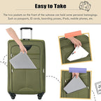 Lightweight Expandable Softside Luggage Sets 3 Piece, Large Capacity Travel Suitcase with Spinner Wheel, TSA Lock, Easy Access Design and Adjustable Telescoping Handle (Army Green)