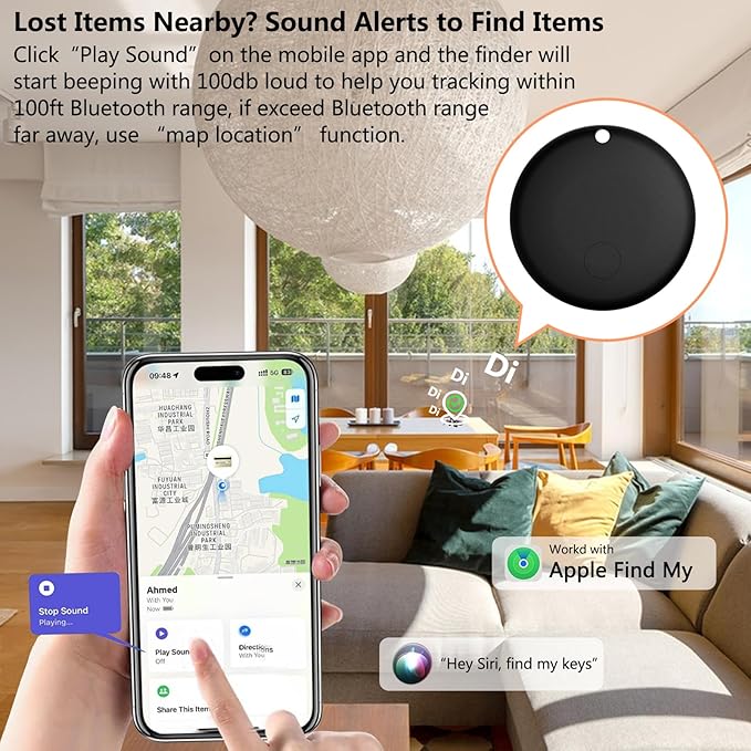 Air Tracker Tags GPS Tracker Case,Mini Key Item Finder Locator,No Monthly Fee with Apple Find My(iOS only),Anti-Lost Bluetooth Tag ItemTracker Case for Luggages/Kids/Pets/Wallet/Bag-1Pcs-Black