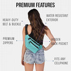 Teal Fanny Pack Belt Bag I Mens Fanny Packs for Women Fashionable - Crossbody Bag Bum bag Waist Bag Waist Pack - Hands Free for Hiking, Running, Travel, Waterproof and more
