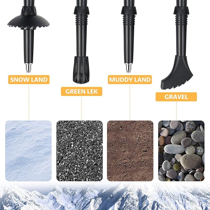 Covacure Trekking Poles Collapsible Hiking Poles - 2 Pack Aluminum Alloy 7075 Trekking Sticks with Quick Lock System, Telescopic, Collapsible for Hiking, Camping