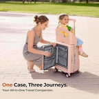 20" Ride-On Luggage with Child Seat, Hardside Carry-On Suitcase with Front Access Shockproof Silent Spinner Wheels, TSA Lock, Charging Port for Kids & Adults & Busy Moms