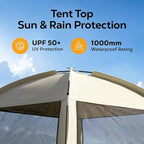 12 × 12ft Camping Screen Tent for 8-10 People, Easy Setup House Tent with 8 Ground Stakes & 4 Windproof Ropes, Portable Screened Canopy with Mosquito Net for Outdoor, Patios, Backyard, Beige