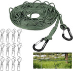 Vigorport Portable Travel Clothesline, Windproof Clothes Line with Hang Hole, Indoor and Outdoor Laundry Line with Clothespins for Hotel, Camping, RV, Cruise Ship (Green, 13.8Ft)