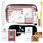 Essence Travel Amenity Kit | Travel Essentials & Travel Size Toiletries Kit | 5-Pack Nasal Diffuser Rings, Sleep Mask, Lotion & Hygiene Kit | Travel Toiletry Kit for Women | Rose Case