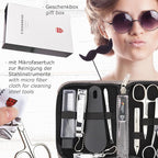 3 Swords Germany - brand quality 10 piece manicure pedicure grooming kit set for professional finger & toe nail care tweezers file clipper fashion leather case in gift box, Made by 3 Swords (01603)