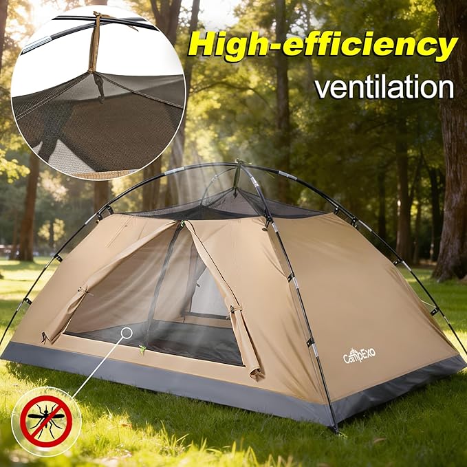 Camping Tent, 1/2 Person Tent, Lightweight Waterproof Backpacking Tent, 5-Minute Setup Outdoor Tent with Carry Bag, Ideal for Camping Hiking