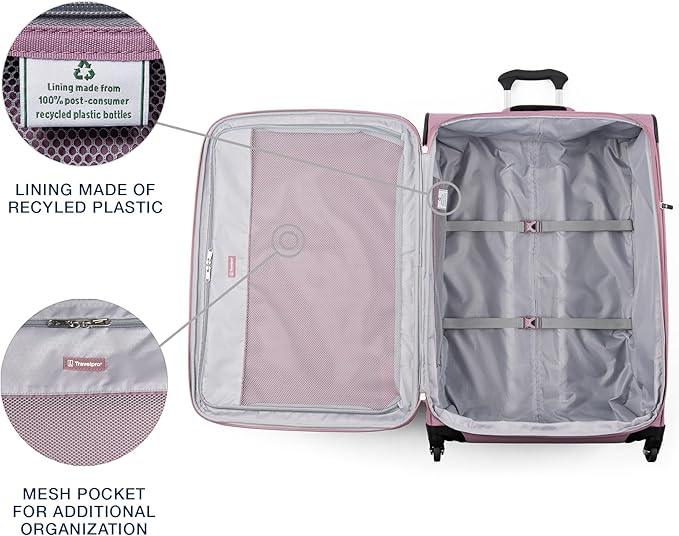 Travelpro Maxlite 5 Softside Expandable Luggage with 4 Spinner Wheels, Lightweight Suitcase, Men and Women, Orchid Pink Purple, Checked-Large 29-Inch