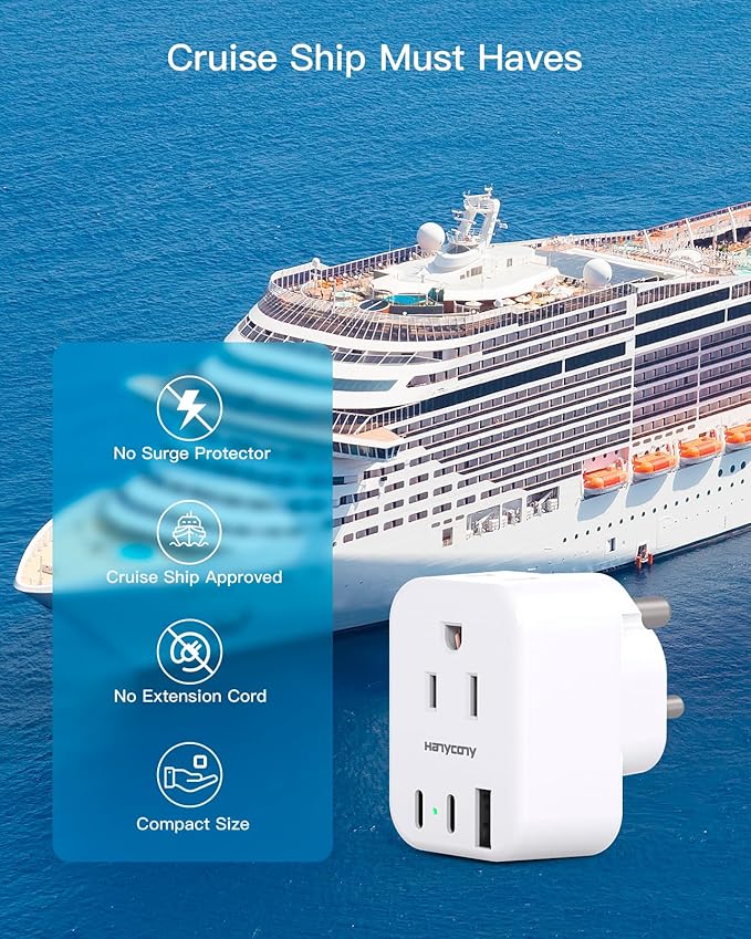 HANYCONY South Africa Travel Plug Adapter, Type M Power Adapter with 2 AC Outlets 3 USB Ports(2 USB C) for US to South Africa Botswana Namibia India Nepal Bhutan Sri Lanka