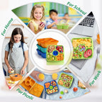 QQKO Bento Snack Box Containers for Adults Kids, 4 Pack Lunchable Meal Prep Containers Reusable, Stackable Bento Lunch Box, Food Storage Prep Containers with Lids and 4 Sauce Cups, Jewel Color