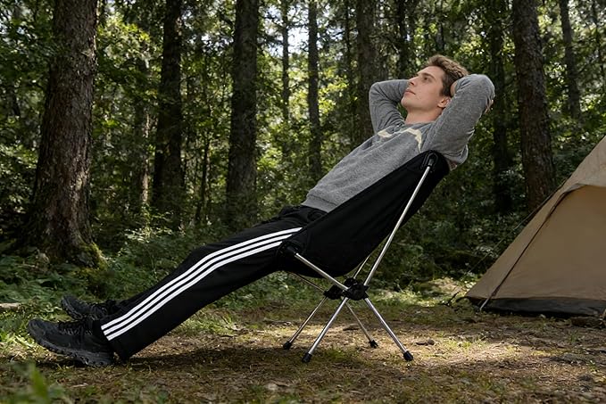 Wind Tour Portable Camping Chair Lightweight Foldable Outdoor Chair for Hiking Camp Backpacking Lawn Beach Fishing Picnic with Carry Bag (Silver - Ultra Light)