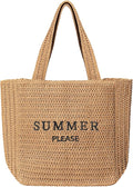 Tavaleu Straw Beach Bags for Women, Large Beach Bag Summer Woven Tote Bag Travel Shoulder Handbags for Holiday