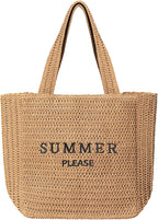 Tavaleu Straw Beach Bags for Women, Large Beach Bag Summer Woven Tote Bag Travel Shoulder Handbags for Holiday