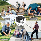 Portable Folding Camp Stool with Side Pocket, Taller Foldable Camping Stool for Adults, Metal Backpacking Stool Lightweight Mini Folding Chair, Compact Camping Seat Travel Fishing Hiking Mobile Chair