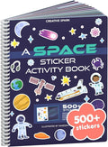 CUPKIN Outer Space Sticker Book for Kids 2-4, 500+ Kids Stickers 12 Coloring Pages, 12 Side by Side Scenes, Fun Toddler Travel Activity Coloring and Sticker Books for Ages 4-8 + 8-10