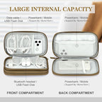 FYY Electronic Organizer, Travel Cable Organizer Bag Pouch Electronic Accessories Carry Case Portable Waterproof Double Layers Storage Bag for Cable, Charger, Phone, Earphone, Medium Size, Brown