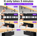 Under Desk Cable Management Tray - Under Desk Cord Management - Clamp/Screw Mount - Fabric Wire Management - Cable Raceways Tray Cord Hiders for Office/Home (Black, 28.6"×5.6")